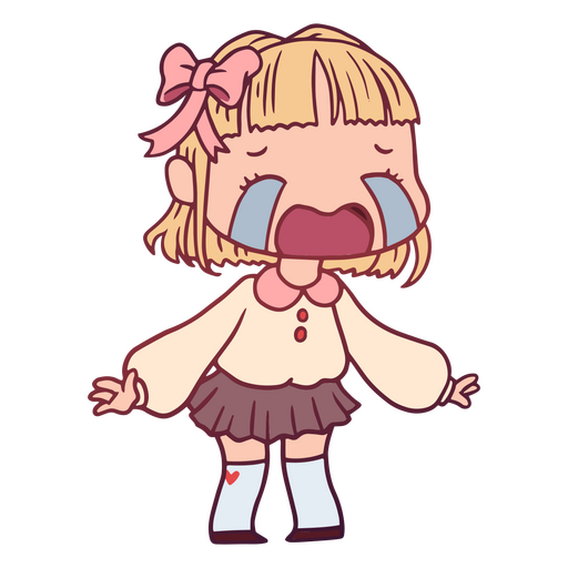 Chibi-Mädchen mit Tränen im Gesicht PNG-Design