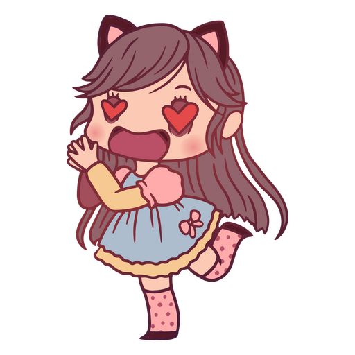 Chica kawaii con ojos de corazón Diseño PNG