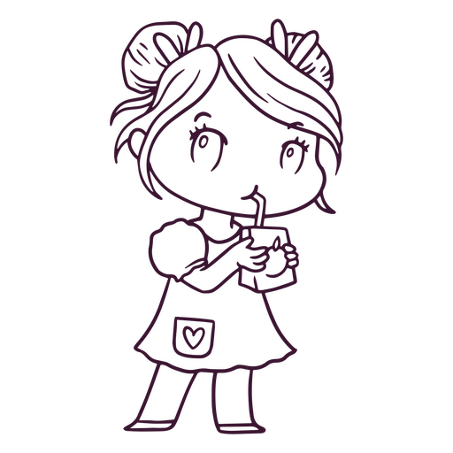 Chibi girl holding a drink PNG Design
