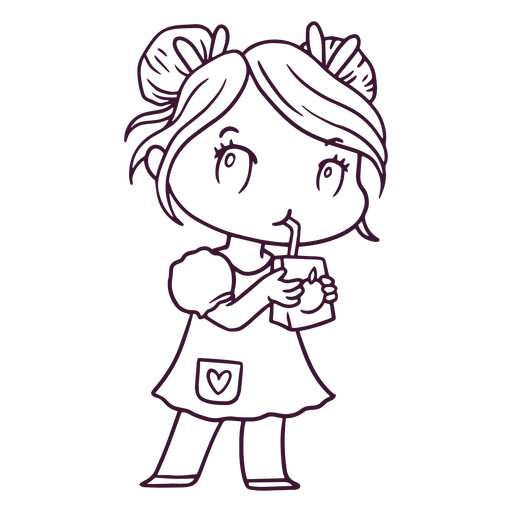 Chibi-Mädchen hält einen Drink PNG-Design