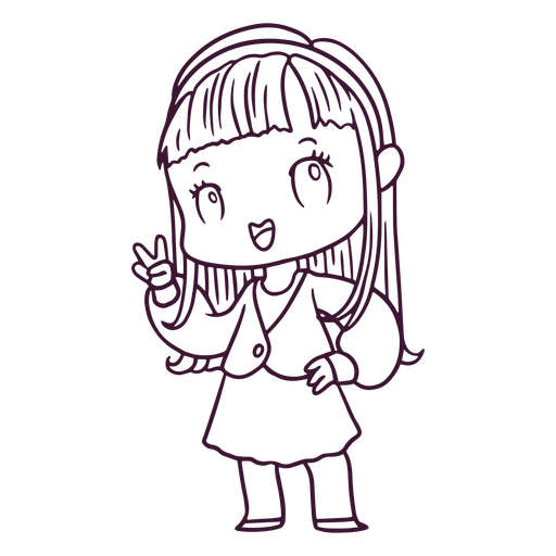 Desenho de uma menina segurando um símbolo da paz Desenho PNG