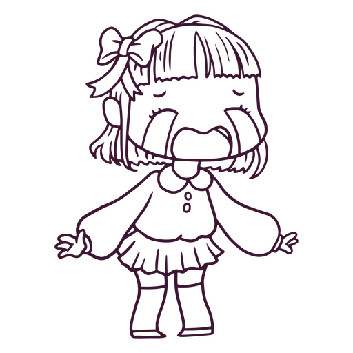 Niña kawaii llorando Diseño PNG