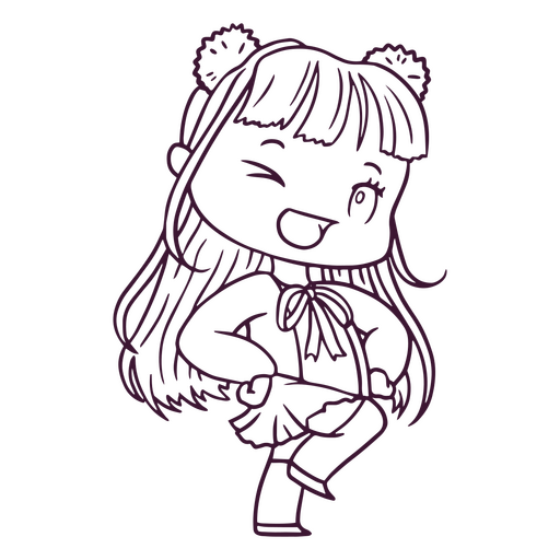 Garota kawaii engraçada piscando Desenho PNG