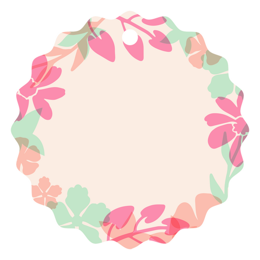 Etikett mit rosa und gr?nen Blumen darauf PNG-Design