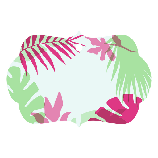 Etiqueta de presente rosa e verde com folhas tropicais Desenho PNG