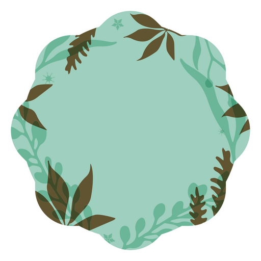 Etikett mit grünen und braunen Blättern darauf PNG-Design