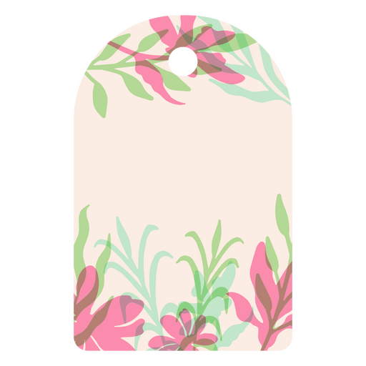 Etiqueta de regalo floral rosa y verde Diseño PNG