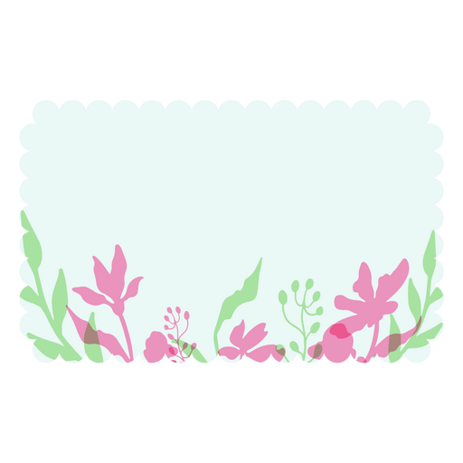 Rosa und grüne Tischkarte mit Blumen darauf PNG-Design