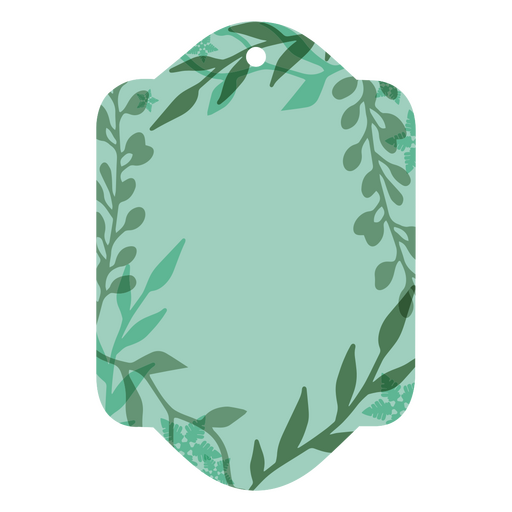 Etiqueta de presente vertical verde com folhas Desenho PNG