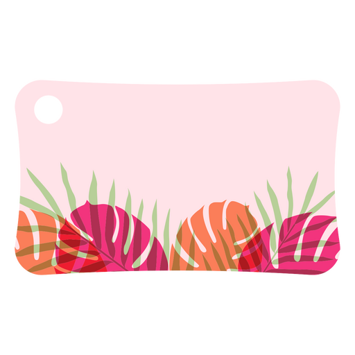 Pink and orange gift tag with tropical leaves PNG Design
