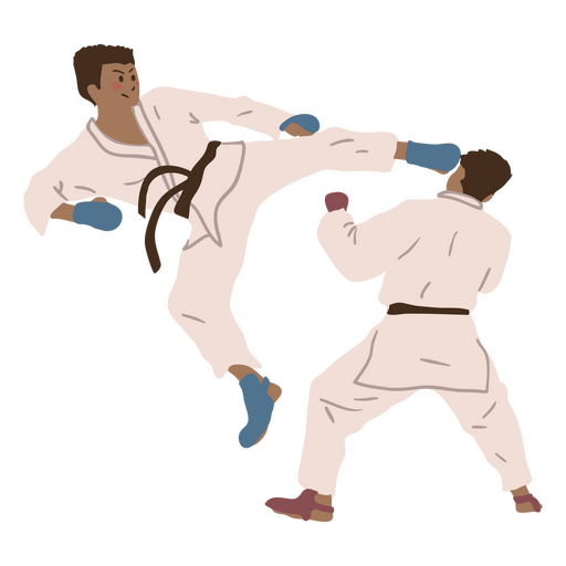 Two men doing karate kicks PNG Design