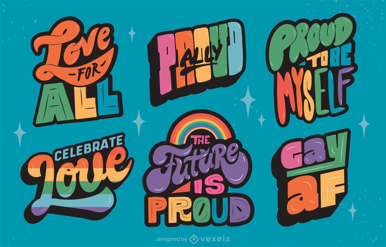 Pride quotes stickers set