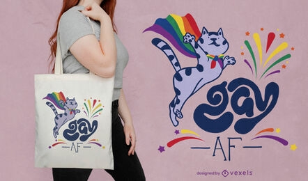 Diseño de bolso de mano con orgullo de gato AF gay