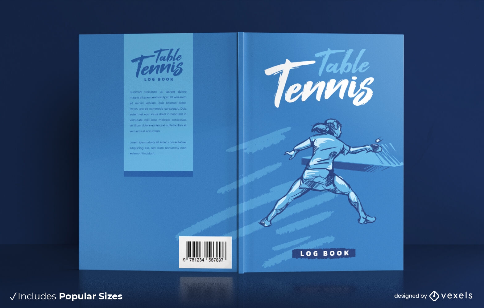 Diseño de portada de libro de mujer jugando tenis de mesa