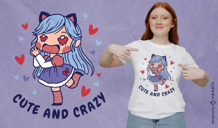 Diseño de camiseta de chica anime enamorada