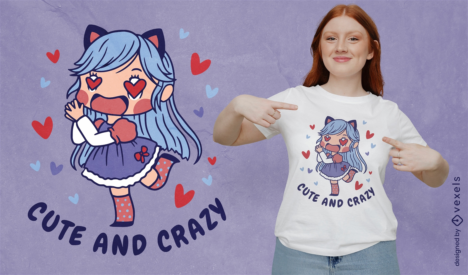 Garota de anime apaixonada design de t-shirt