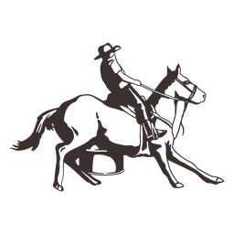 Cowboy Riding A Horse Black And White PNG & SVG Design For T-Shirts