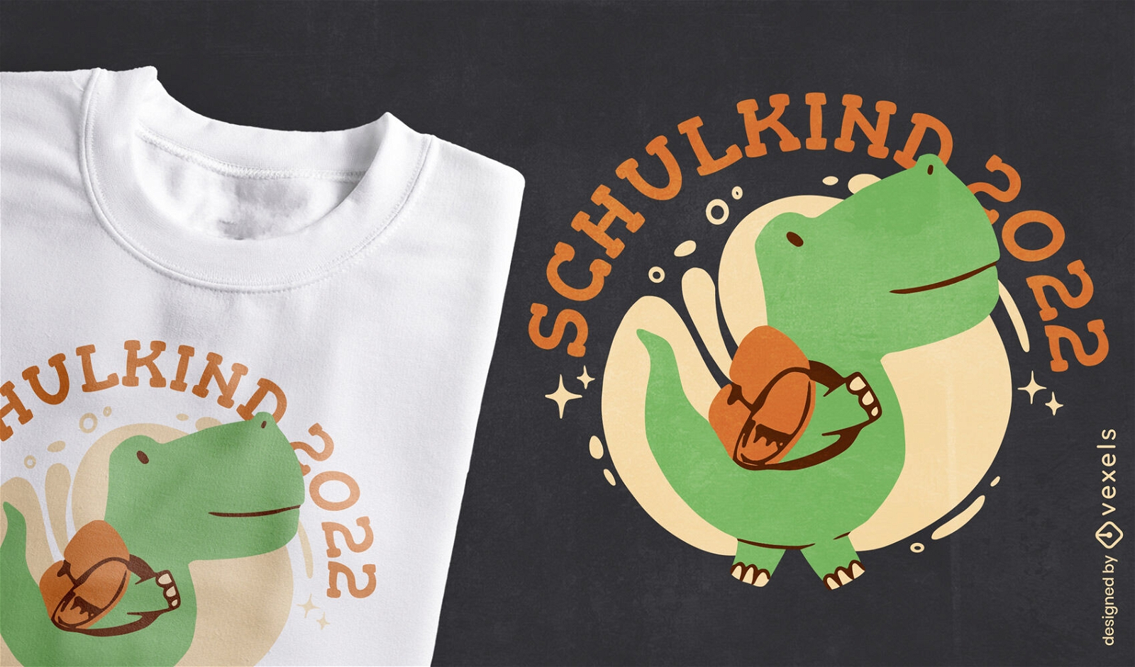Dinosaur with backpack school t-shirt design