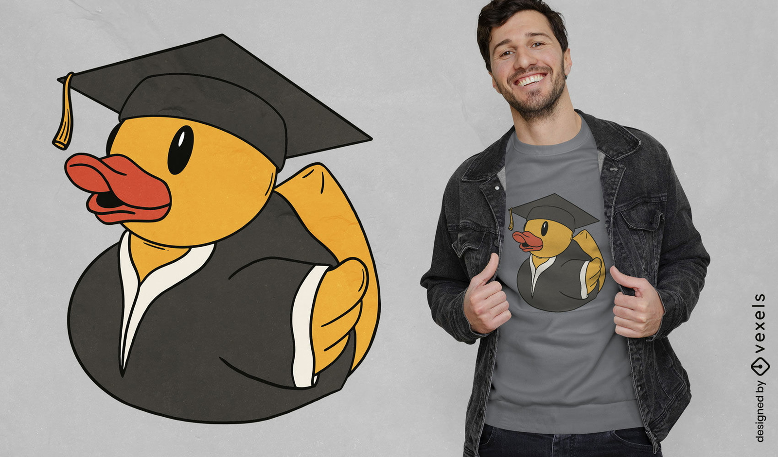 Diseño de camiseta de pato de goma de graduación.