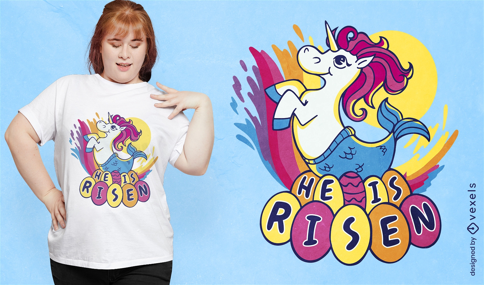 Mermaid unicorn cartoon t-shirt design