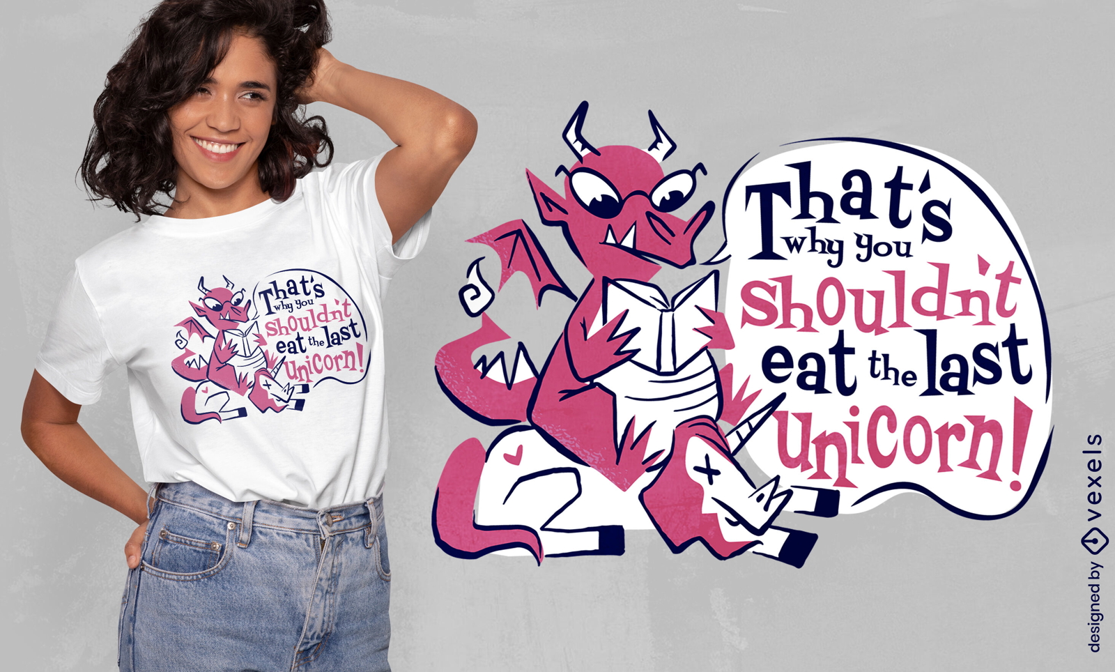 Dragon creature reading book t-shirt design