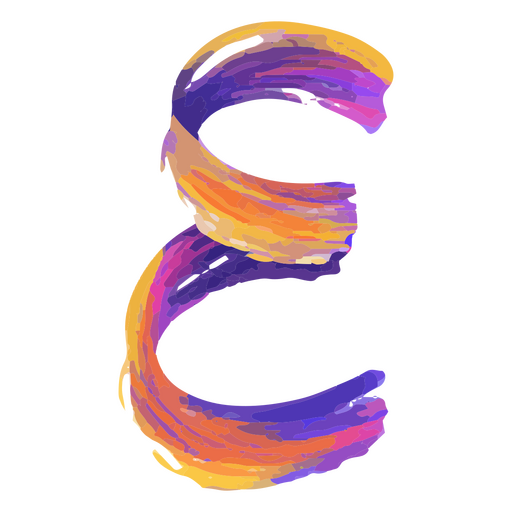 Letter e with colorful paint strokes PNG Design