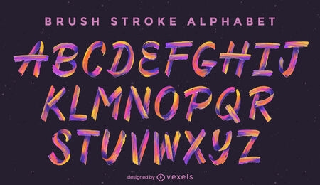 Brush stroke alphabet set