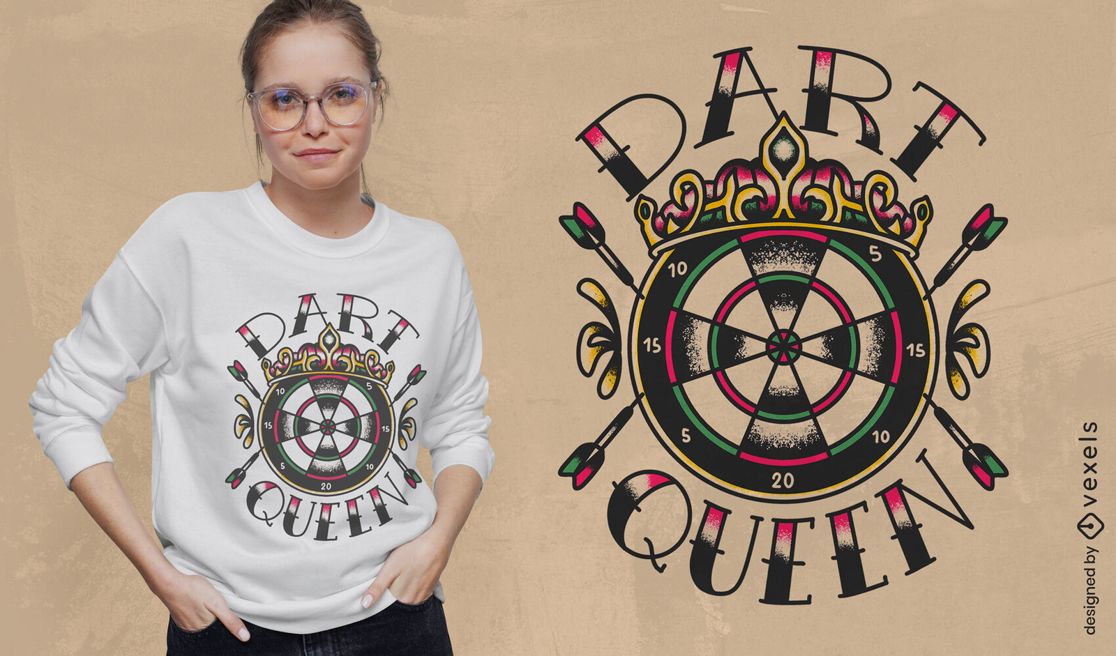 Diseño de camiseta con cita de reina de dardos