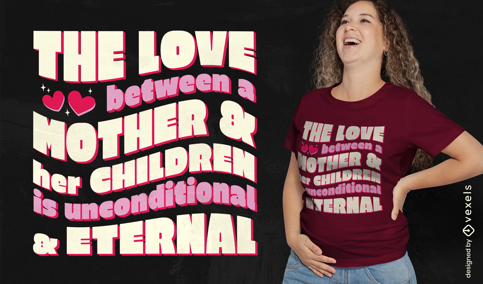 Diseño de camiseta con cita de amor de madre e hijo.
