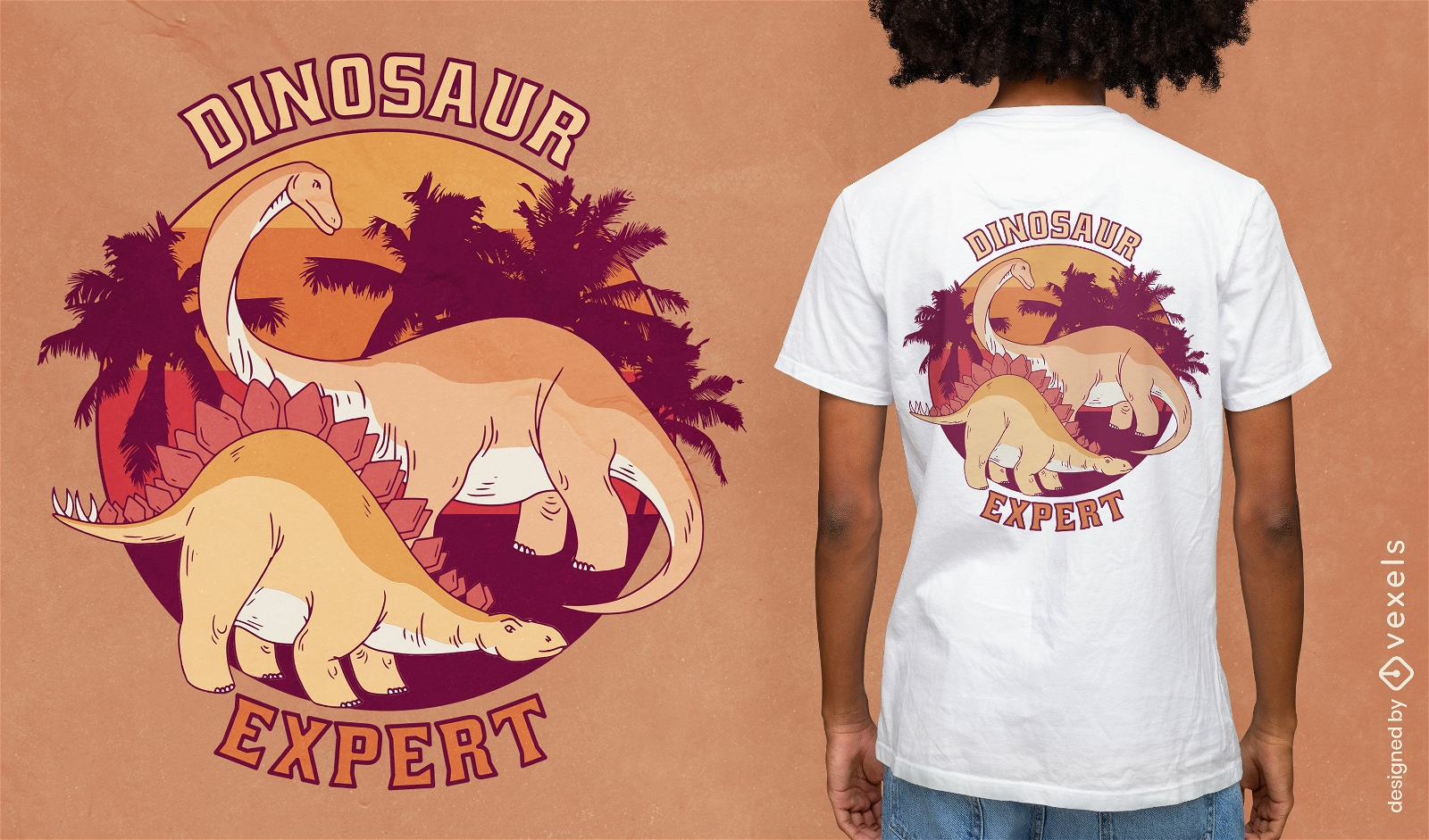 Diseño de camiseta de naturaleza de dinosaurios herbívoros.