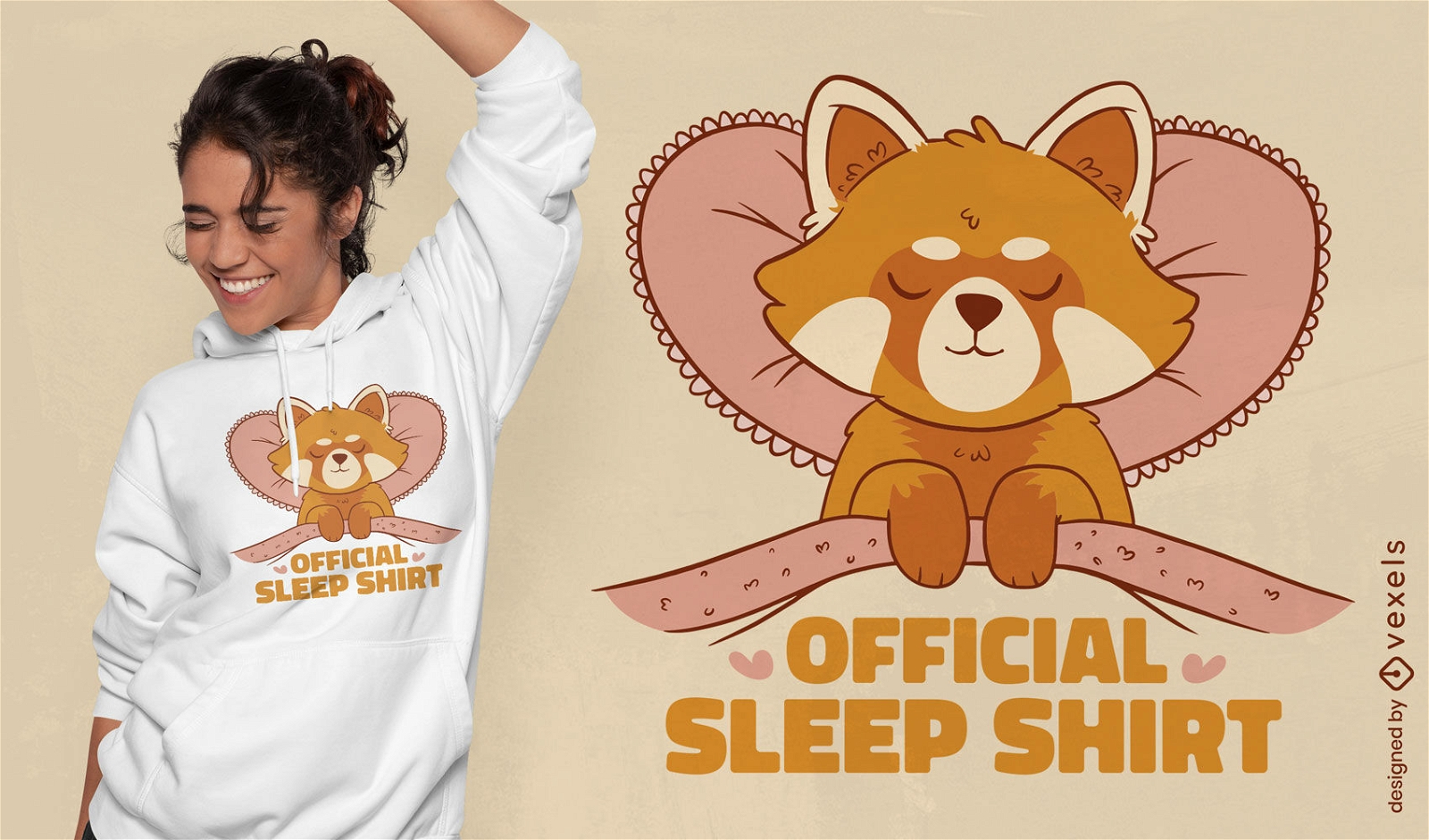 Design de camiseta de dormir de animal panda vermelho