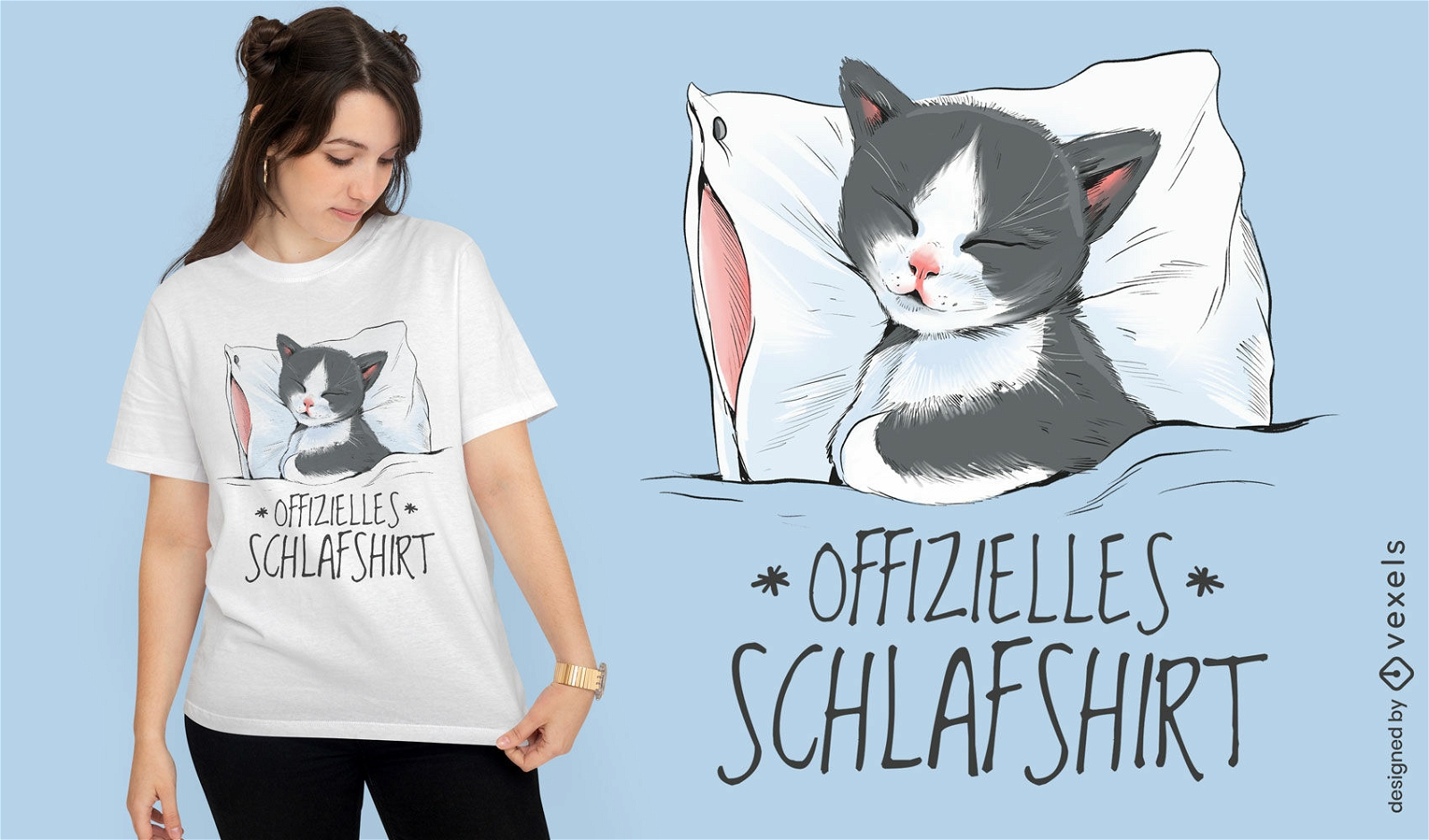 Schlaf-Shirt-Katzen-T-Shirt-Design