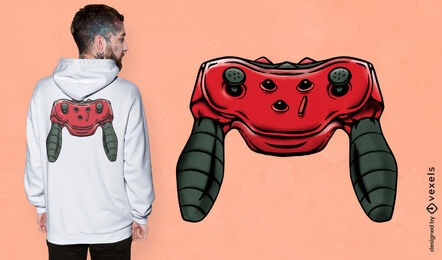 Diseño de camiseta de controlador de juego rojo
