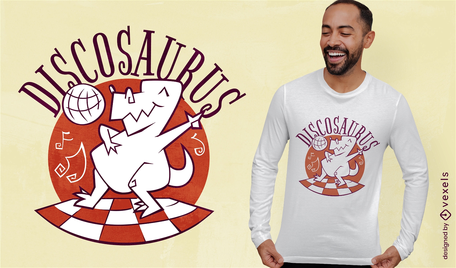 Tanzender Disco-Dinosaurier-T-Shirt-Entwurf