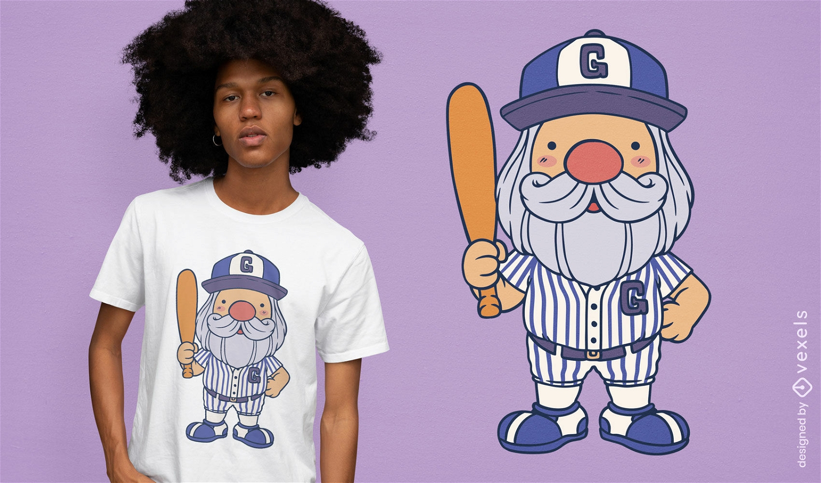Diseño de camiseta de gnomo de jugador de béisbol