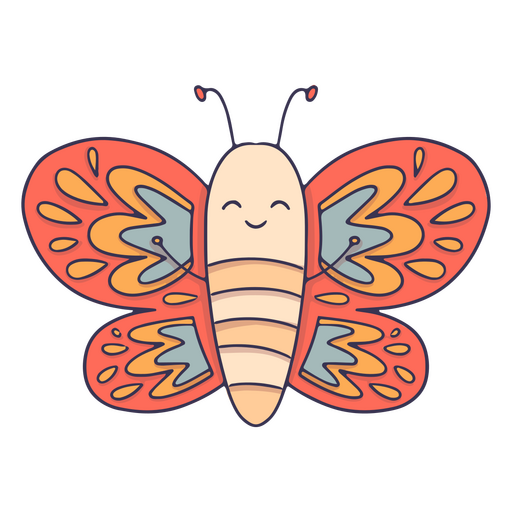 Cartoon smiling butterfly PNG Design