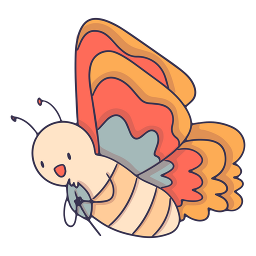 Mariposa colorida con hoja Diseño PNG