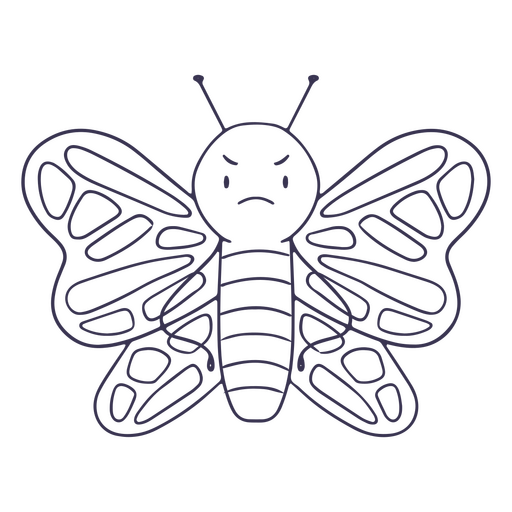 Angry butterfly to color PNG Design