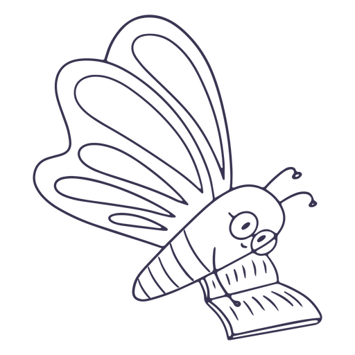 Funny butterfly reading PNG Design
