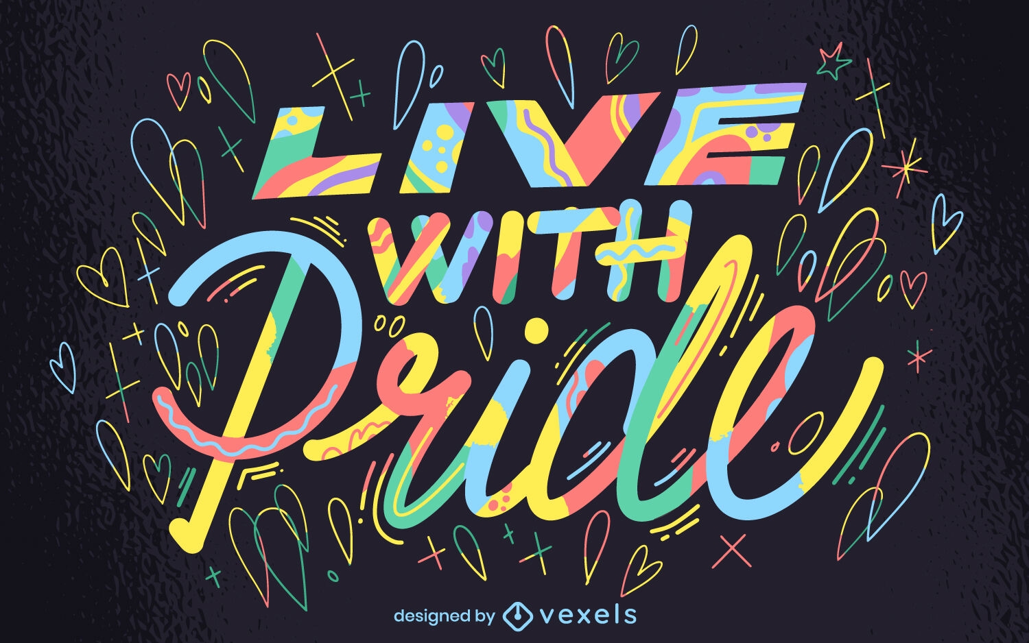 Live with pride quote lettering
