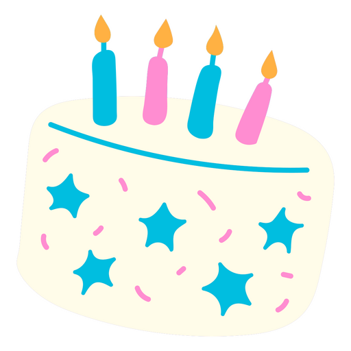 pastel de cumpleaños con estrellas Diseño PNG