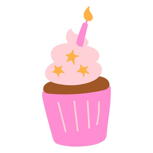 cupcake de aniversário rosa Desenho PNG