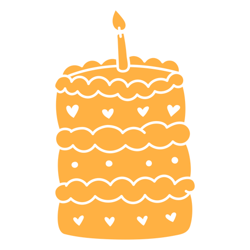 Bolo de aniversário amarelo com corações Desenho PNG