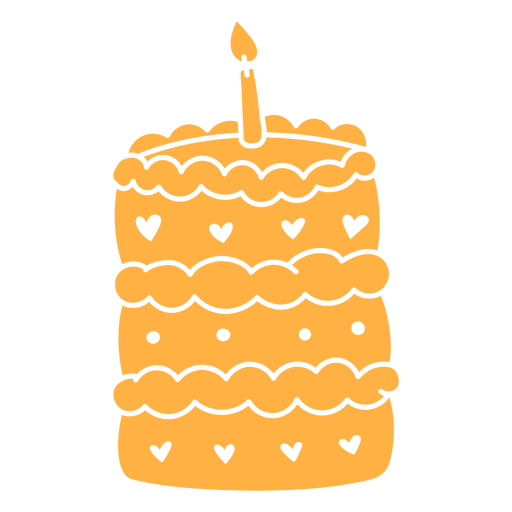 Gelber Geburtstagskuchen mit Herzen PNG-Design
