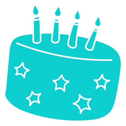 Blue birthday cake with four candles on it PNG Design