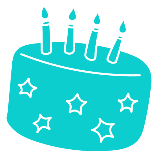 Bolo de aniversário azul com quatro velas nele Desenho PNG