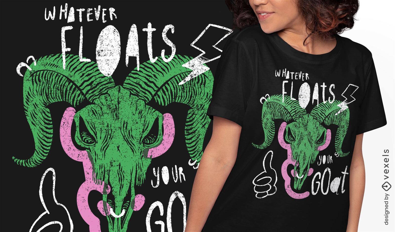 Design de camiseta com doodle de caveira de cabra