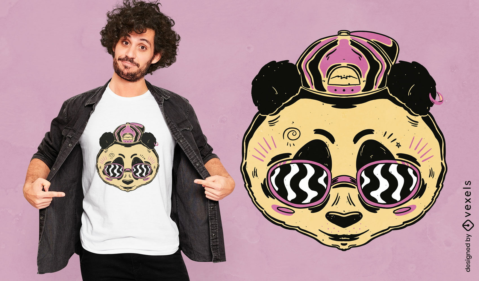 Panda legal com design de camiseta de óculos de sol