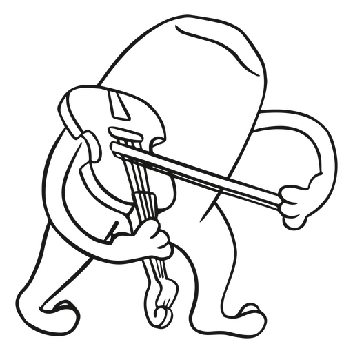 Dibujo en blanco y negro de una rana tocando un violín Diseño PNG