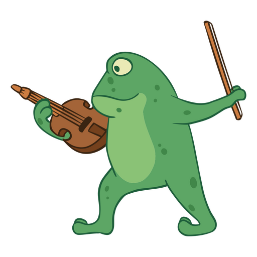 Green frog playing the violin PNG Design